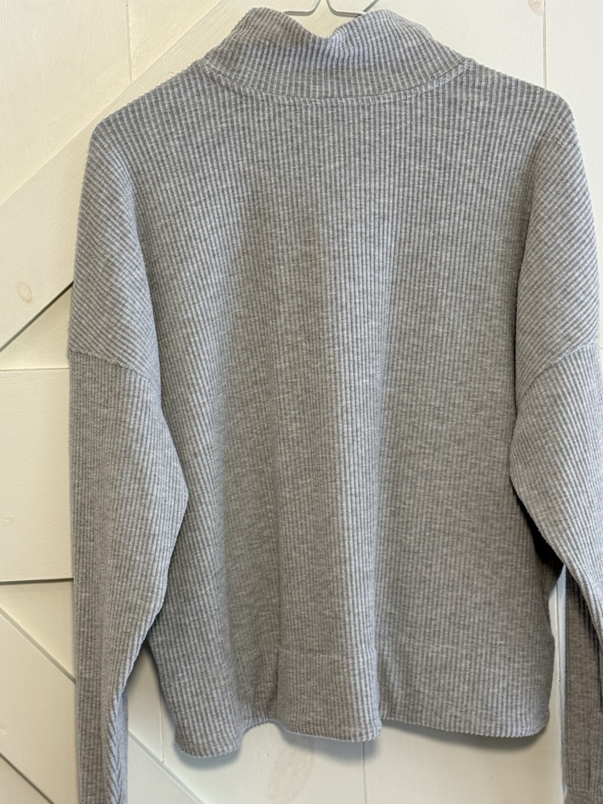 DSG Gray Ribbed Quarter Zip Pullover Small Mock Neck Long Sleeve Top