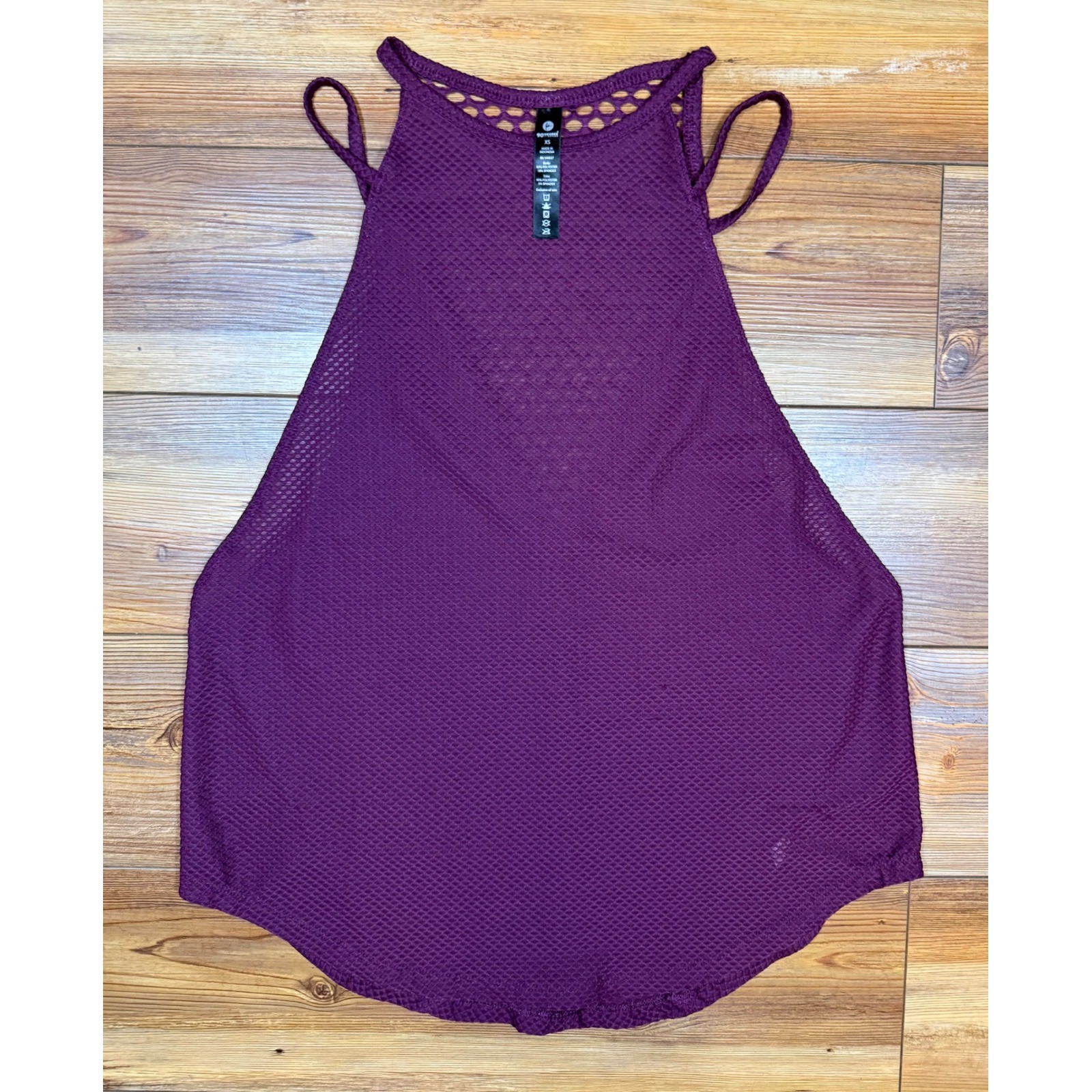 90 Degree by Reflex Womens XS Purple Mesh High Neck Activewear Tank Top RN144527