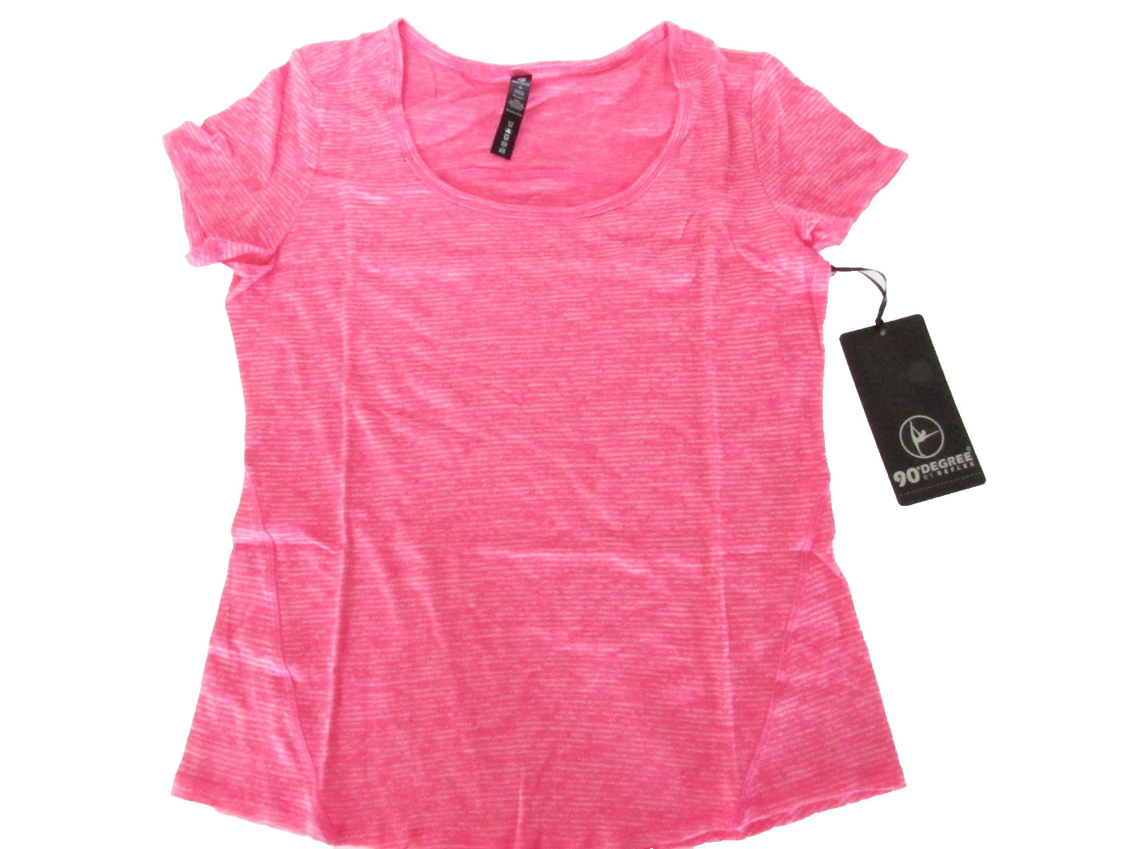 90 Degree by Reflex Womens size M Pink Scoop Neck Short Sleeve Yoga Workout Top