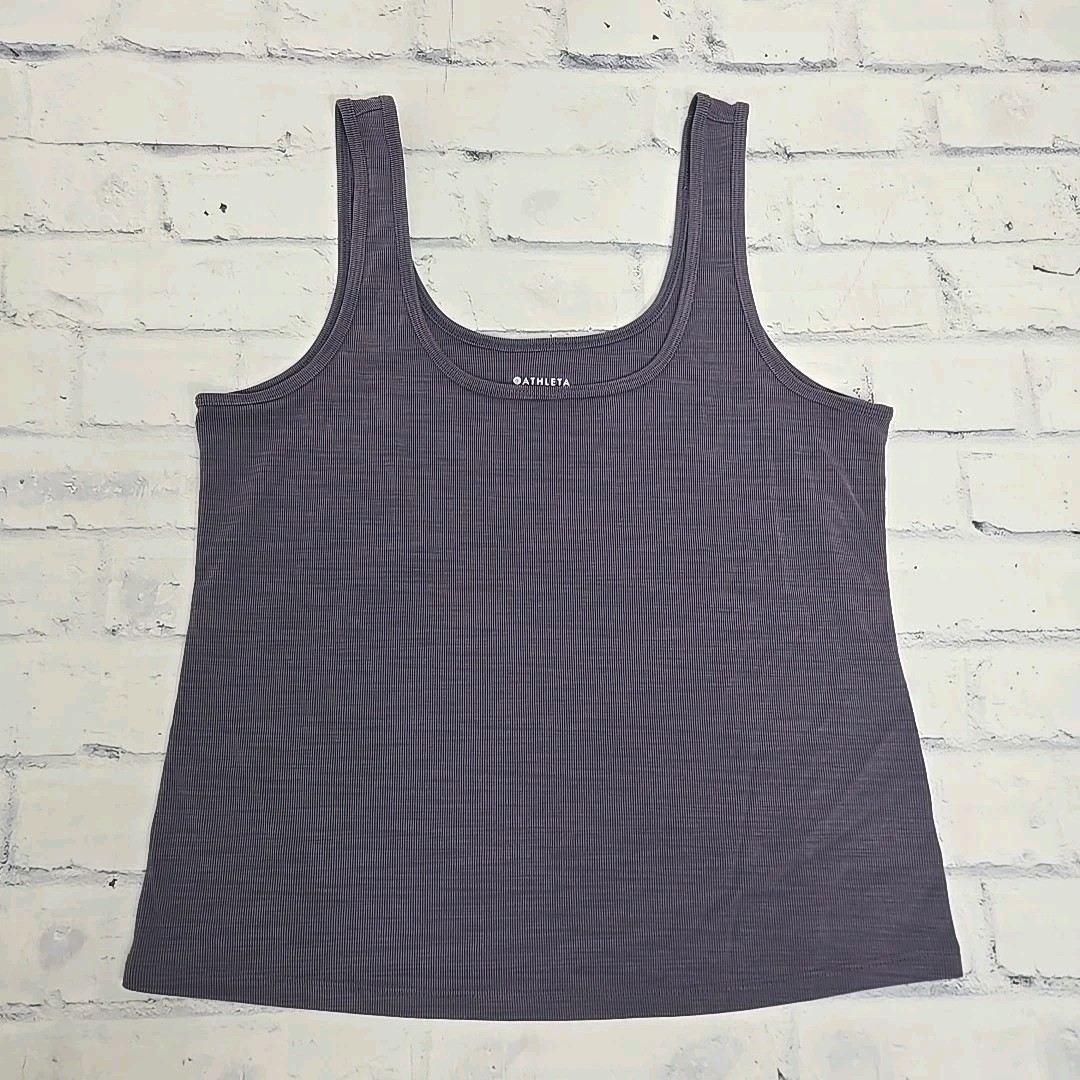 Athleta Tank Top Womens Medium Purple Ribbed Stretch Athletic Workout Casual