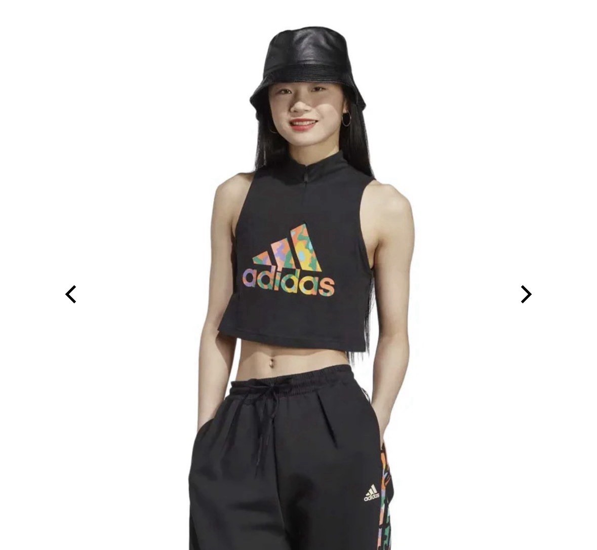 Adidas Women’s Small Black Big Logo Graphic Tank Crop Top