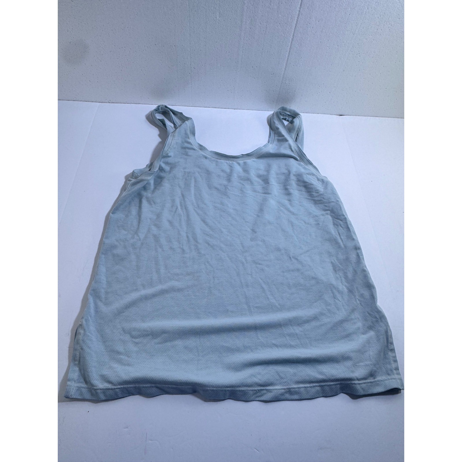 Nike Womens Scoop Neck Mesh Athletic Tank Top Light Blue Embroidered Swoosh Logo