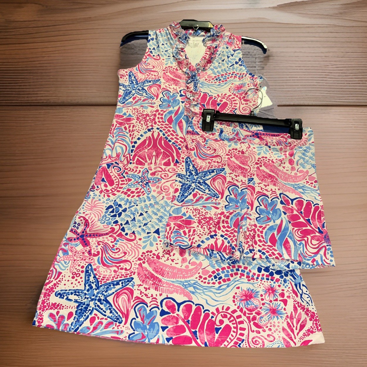 G LIFESTYLE Starfish Pink XS Tank Dress Shorts 2 Piece Set Hot Pink Golf UPF 50