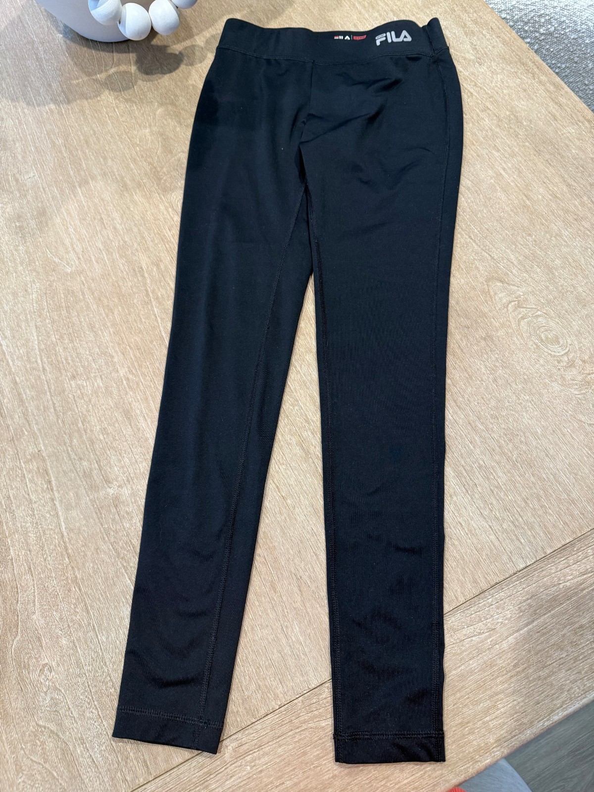 Fila Sport Contour Leggings Logo Waistband Medium Black Gym Activewear spandex