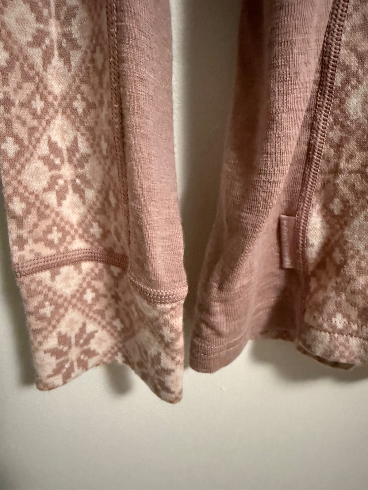 Kari Traa Merino Wool Half Zip Base Layer Top Pink Womens L