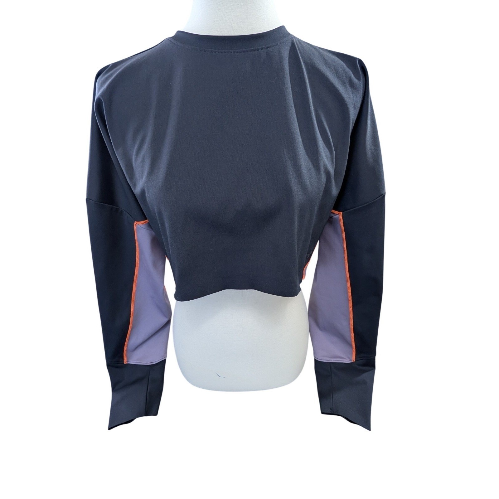 Under Armour Rush Crop Long Sleeve Top Womens S Black Purple Athletic Workout