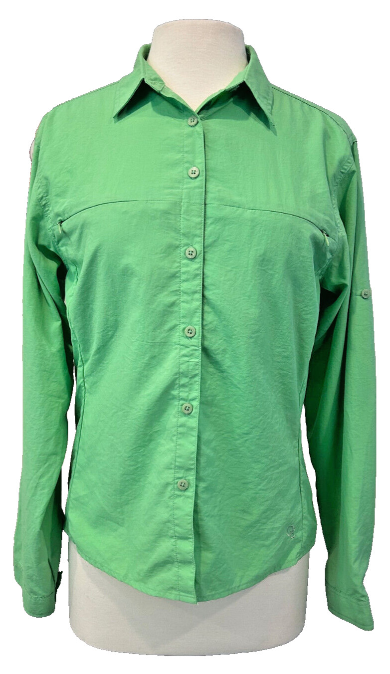 Outside Edge Long Sleeve UV Sun Shirt Woman XL Light Green Vented Hiking Nature