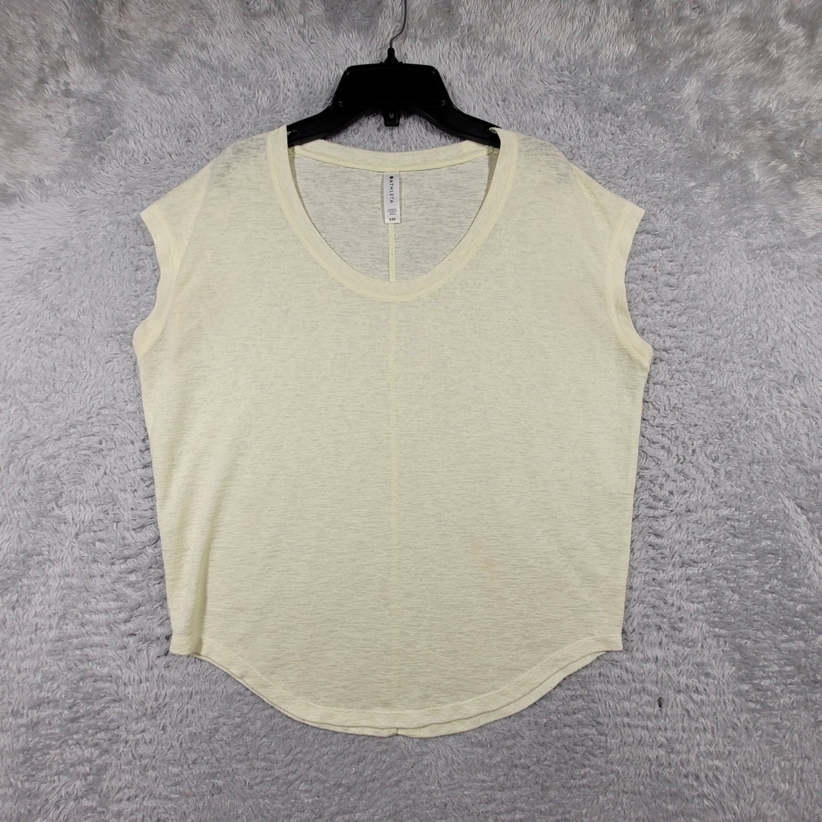 Athleta Muscle Tee Women XSP Yellow Scoop Neck Sleeveless Slub Knit Casual