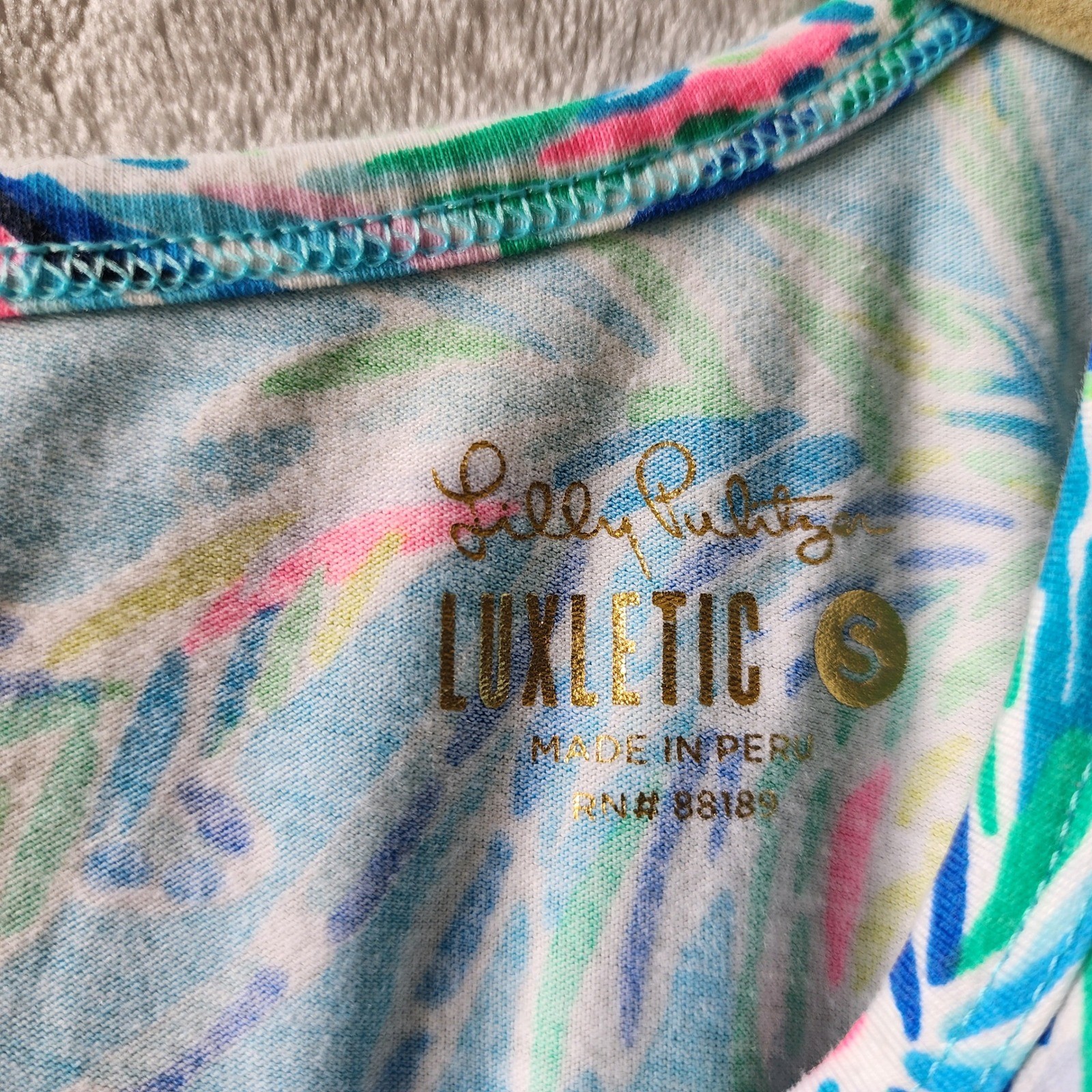 Lilly Pulitzer Luxletic Top Womens Small Greer Bermuda Blue Turtle Twist Tank