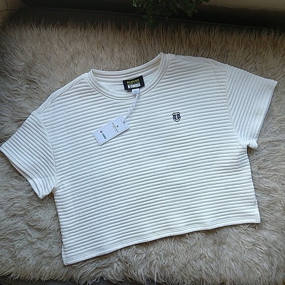 K-SWISS Tennis Eleven Venus Williams Speed Walk Short Sleeve Crop Top White XS