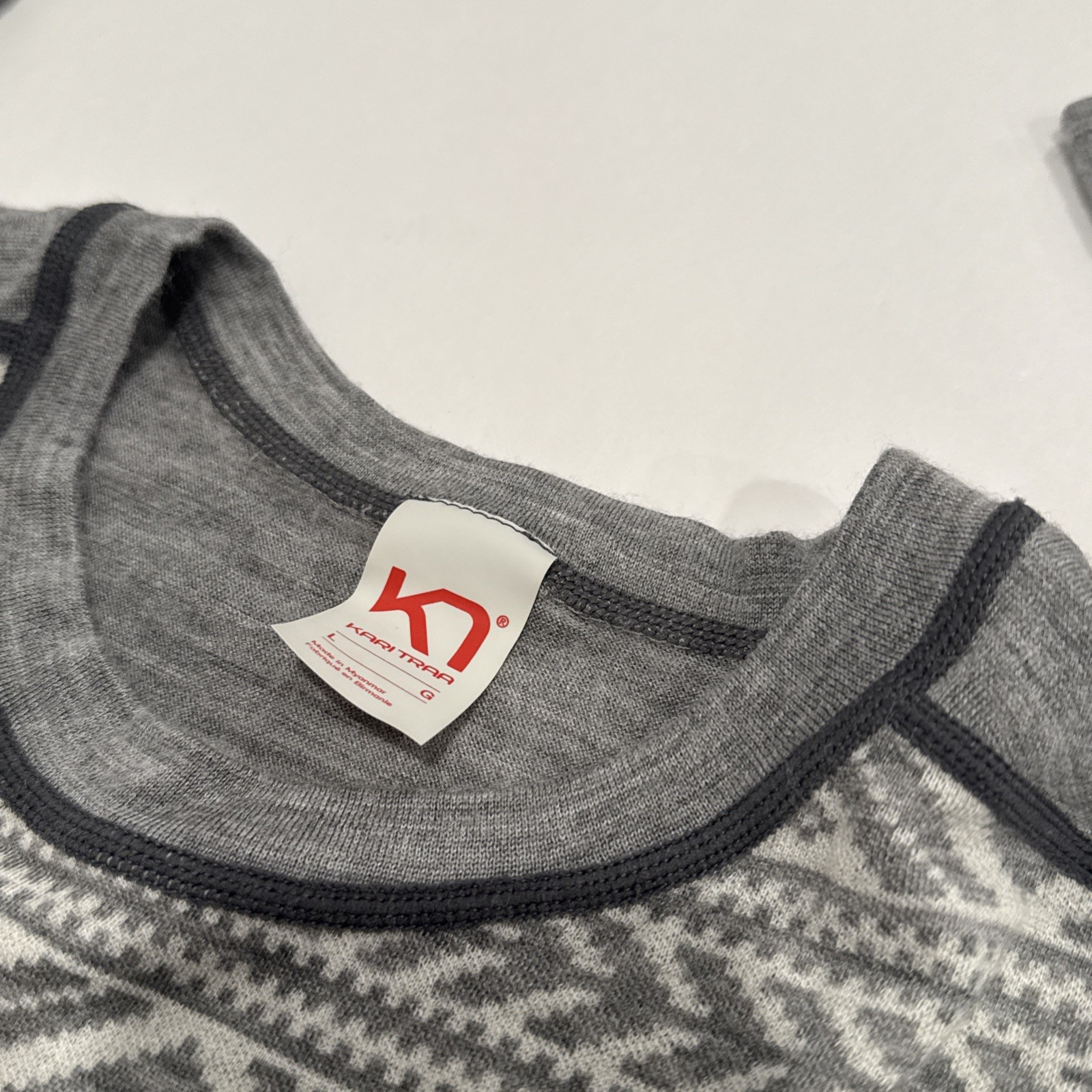 Kari Traa Large Wool Base Layer Gray Long Sleeve