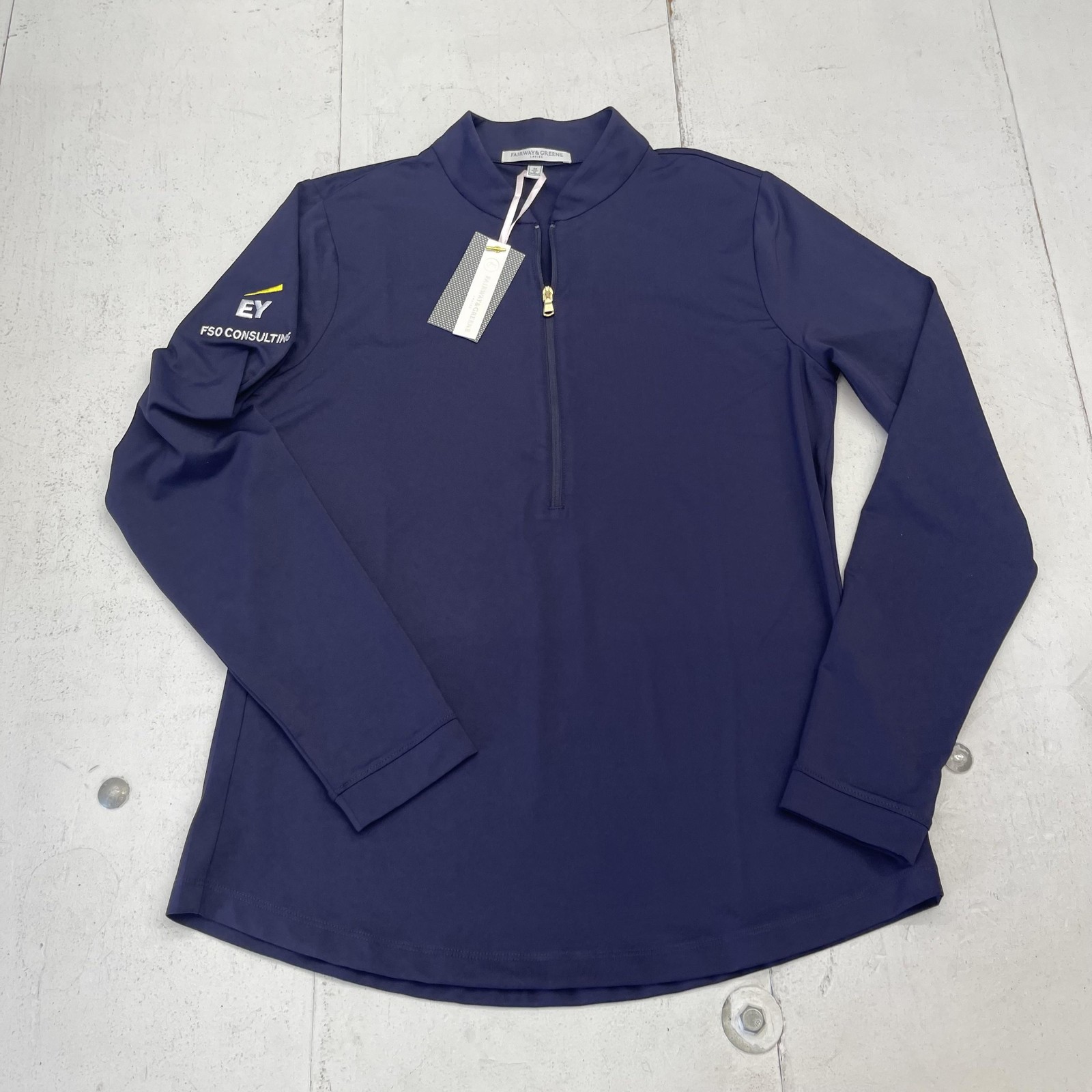Fairway & Greene Pullover Womens Medium Blue Eclipse 1/4 Zip UPF 50 Golf Top