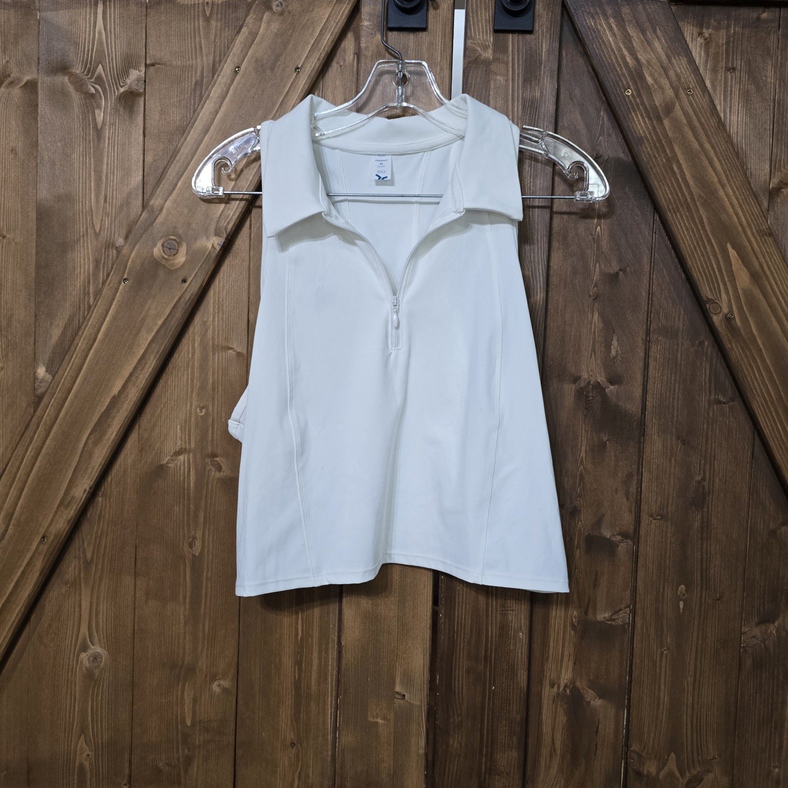 Old Navy PowerSoft Go-Dry Sleeveless Polo Tank Top Women’s XL White Athletic Zip