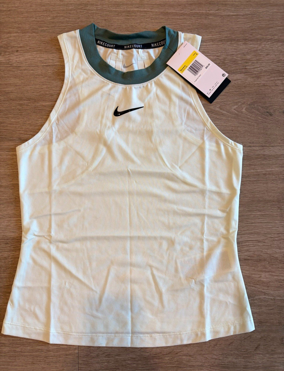 Nike NikeCourt Women’s Size S White/Green Breathable Mesh Tennis Tank Top