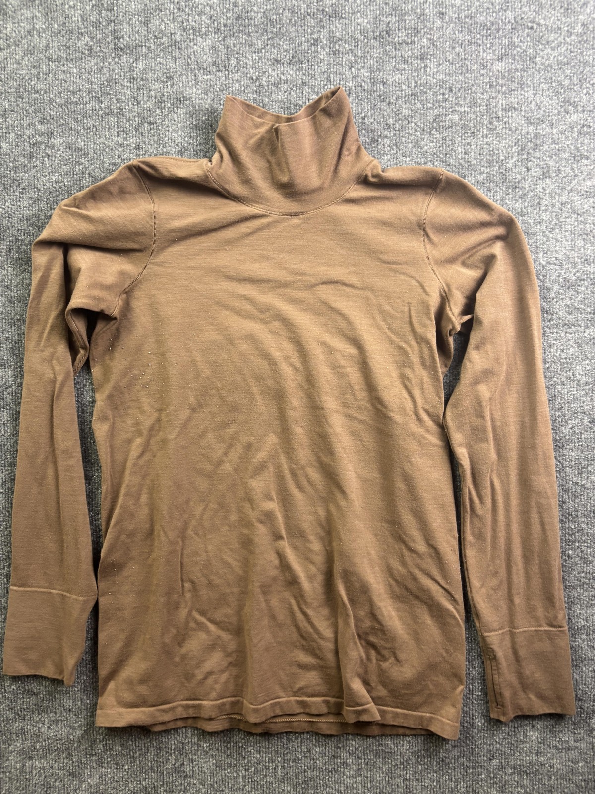 Athleta Shirt Womens Large Brown Long Sleeve Turtleneck Wool Blend Baselayer Top