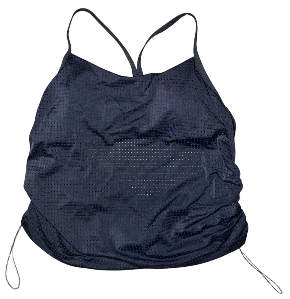 Nike Dri-FIT Mesh Adjustable Side Ruched Tank Top Built-In Bra XL Black