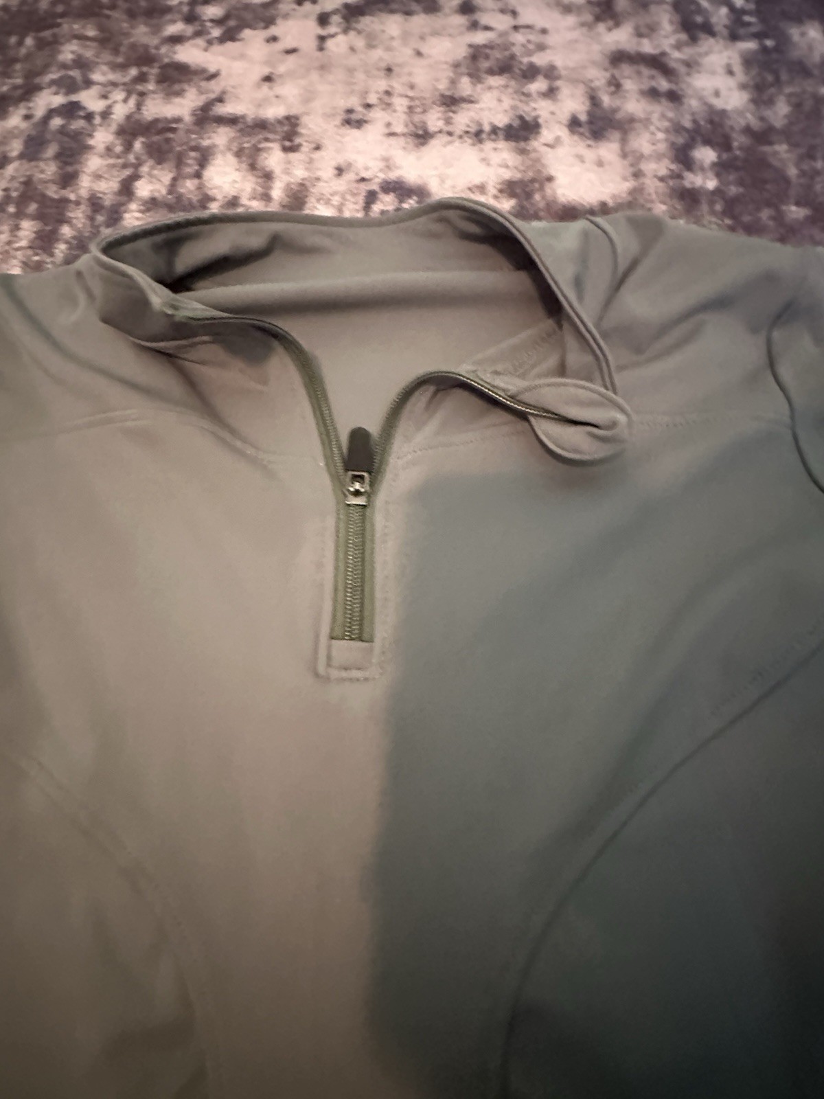 Women’s Green Solid Mock Neck Long Sleeve Activewear Top 1/4 Zip Stretch