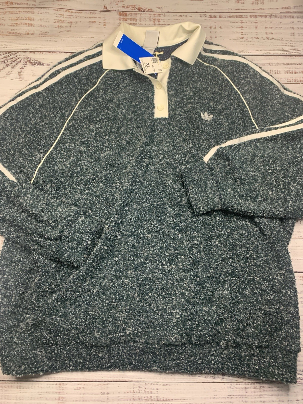 adidas Originals Boucle Oversized Polo Crew Sweatshirt KS7790 Women’s XL New NWT