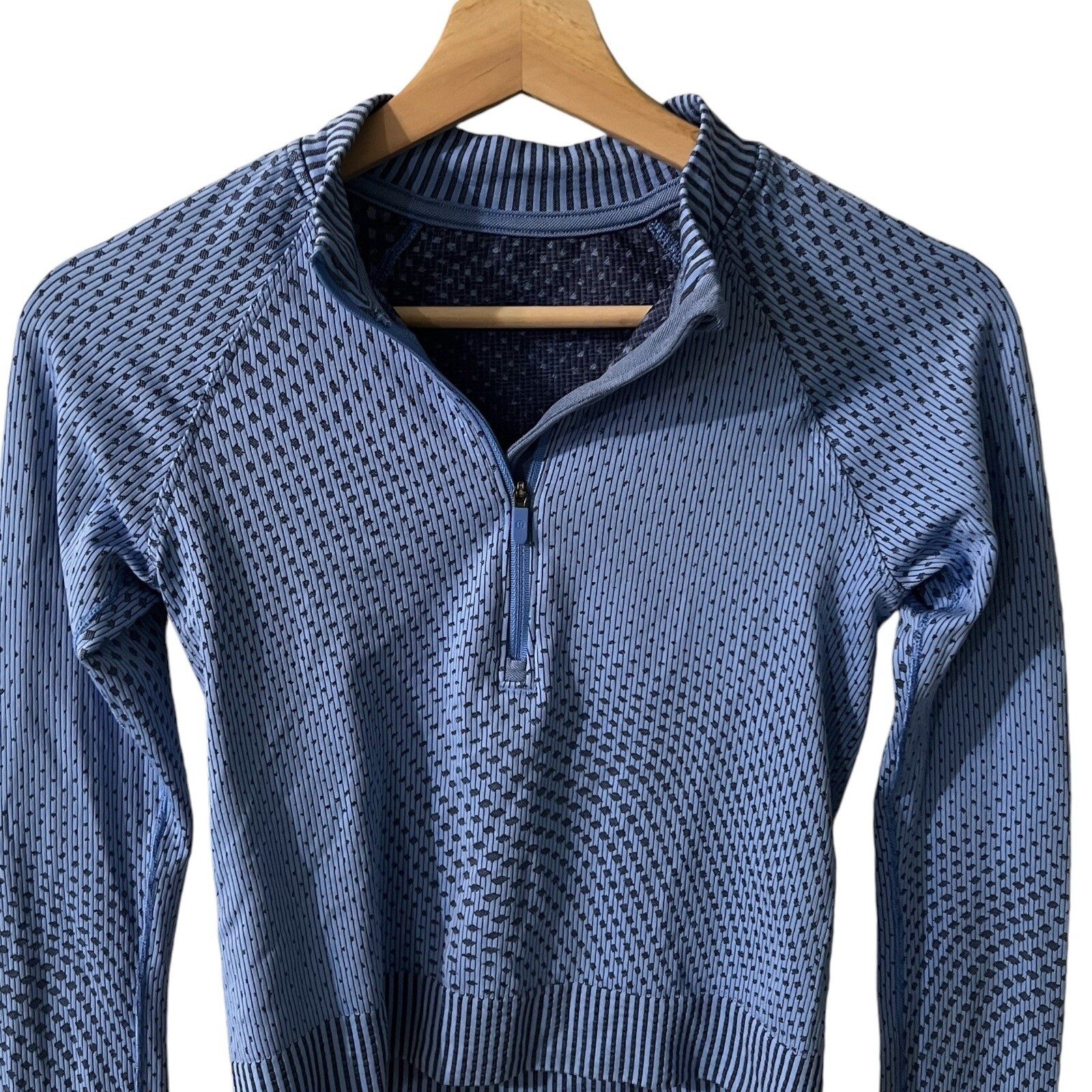 Lululemon Rest Less Cropped Half-Zip Pullover Size 2 Ribbed Knit Nile Night Sea