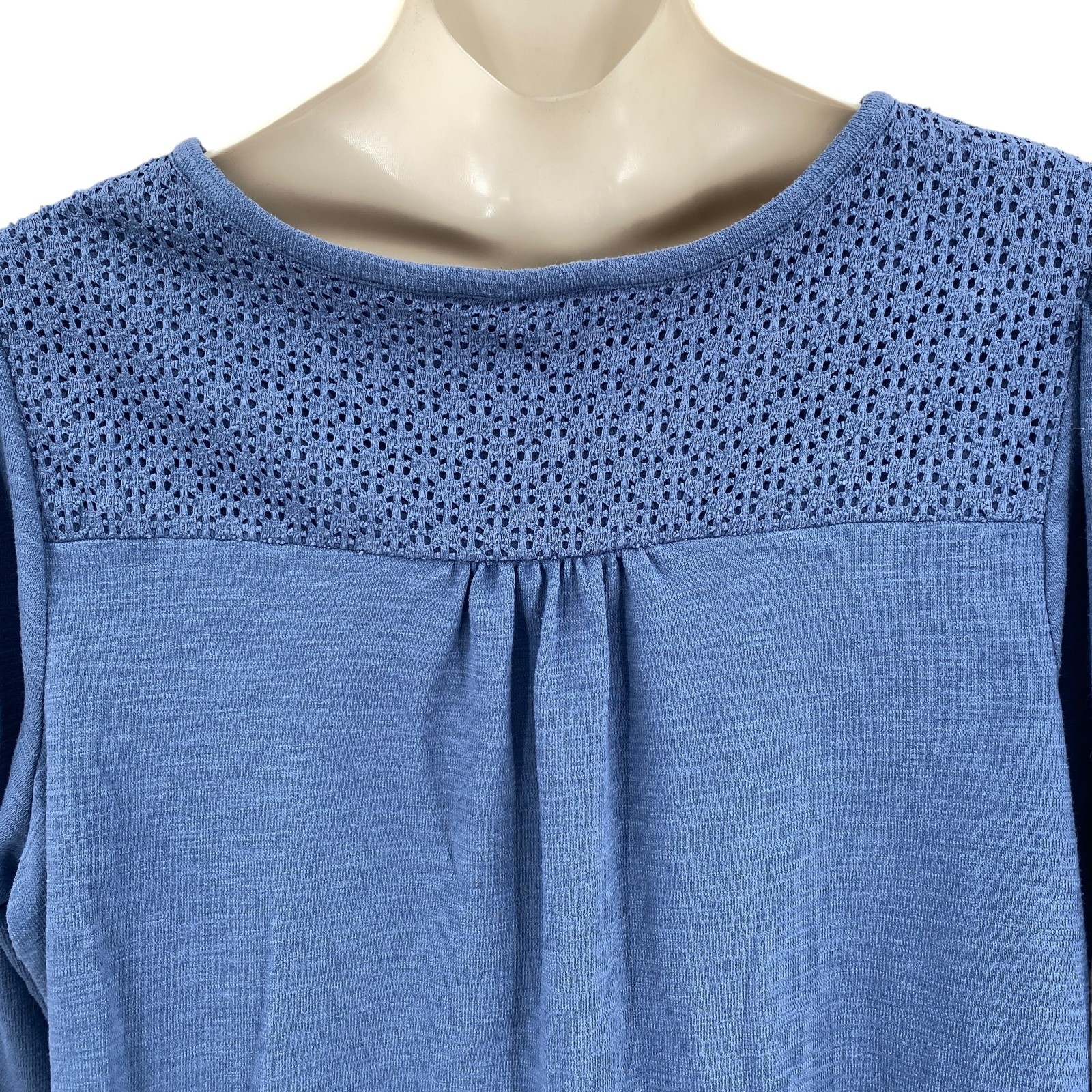 LC Lauren Conrad Womens Knit Tunic Top Size 2X Blue Long Sleeve Lace Shoulders