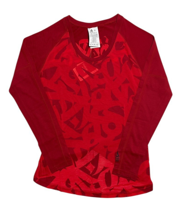 Reebok CrossFit RC Burnout LS Shirt Women’s Small Red Long Sleeve NEW