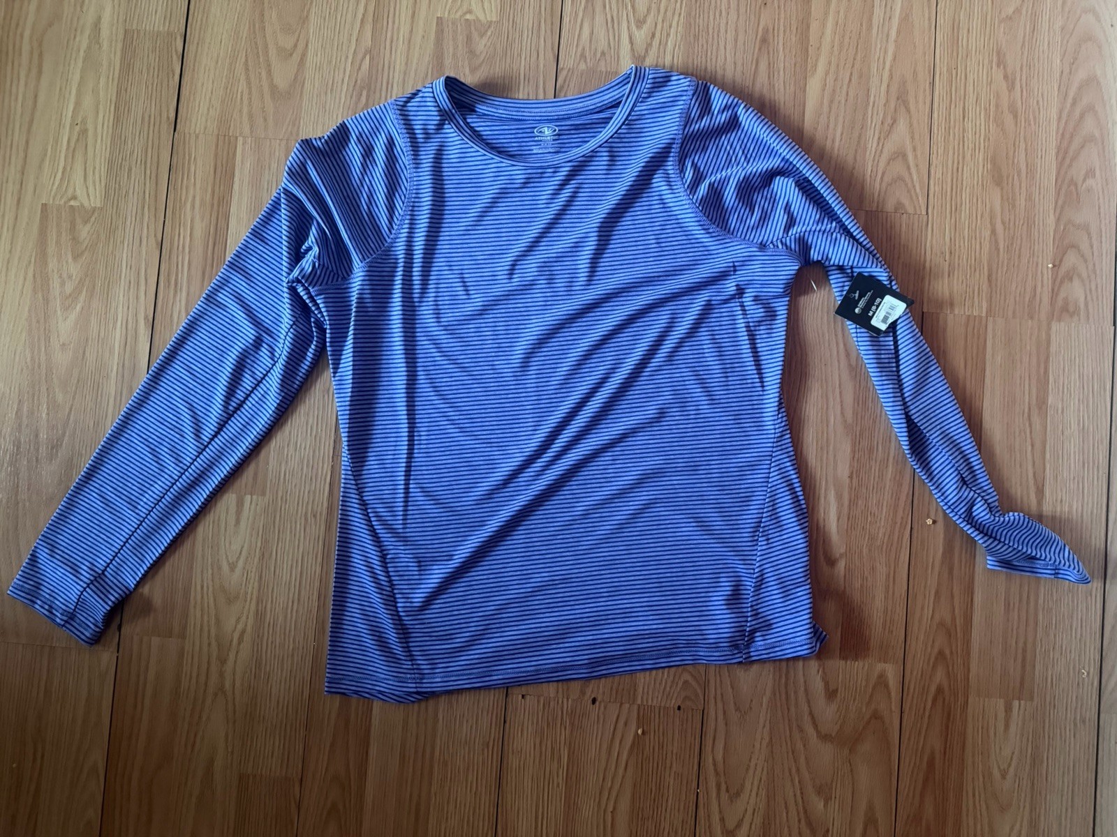 Athleta women’s stretch print stretch long-sleeved t-shirt In Purple/black Sz M