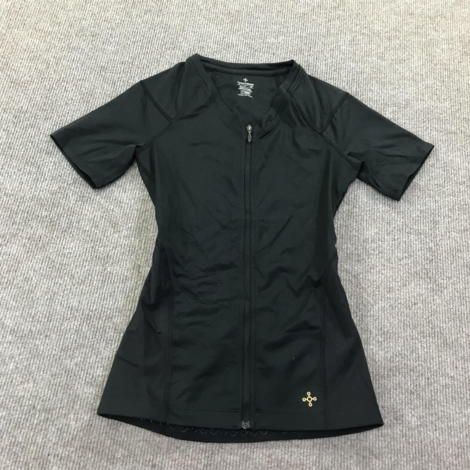 Tommie Copper Shirt Womens Small Black Compression Back Support Zip Znergy Top