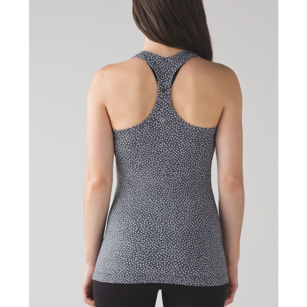 Lululemon Cool Racerback II Tank Top Frozen Fizz White Black Size 6