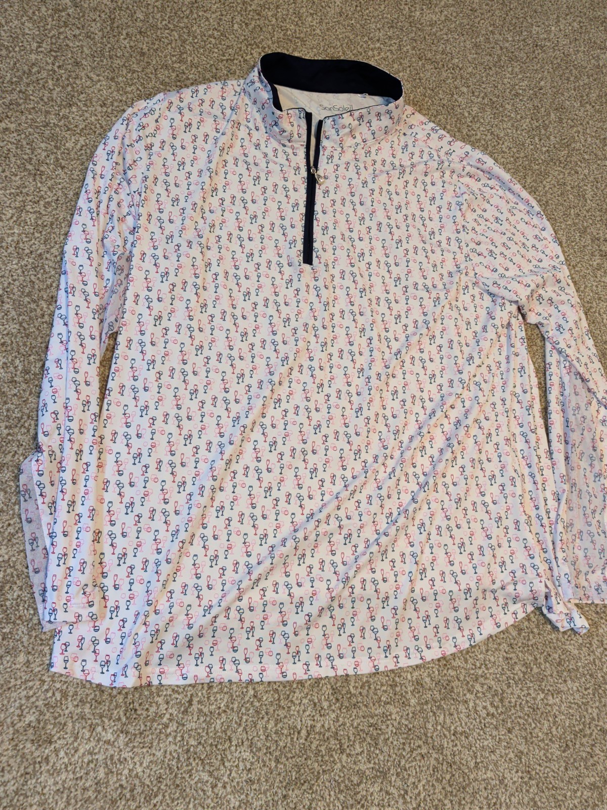 San Soleil Woman’s XXL Cocktail Glass Print Performance Quarter Zip