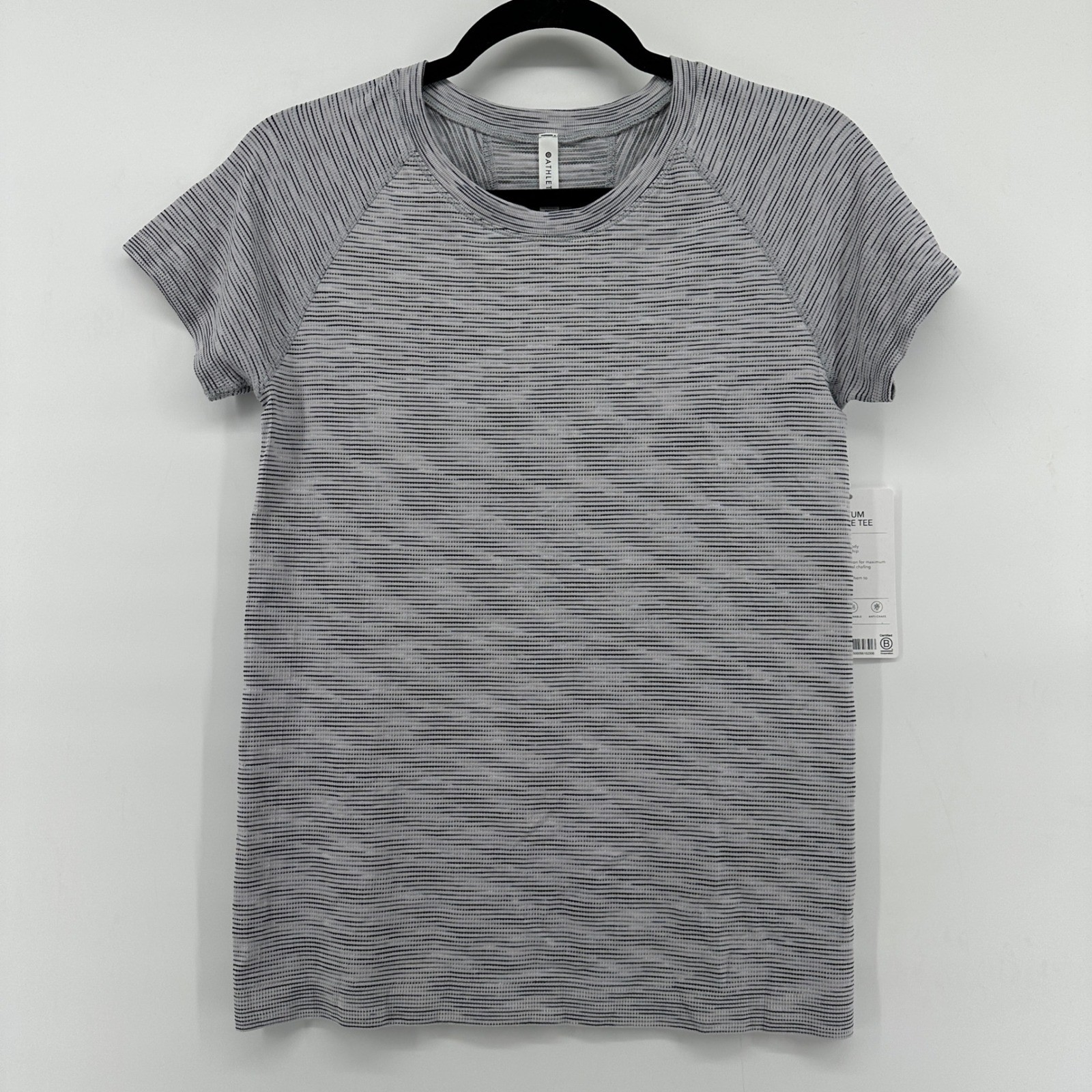 Athleta Momentum Spacedye Tee Galactic Grey Seamless Workout Top Womens Medium