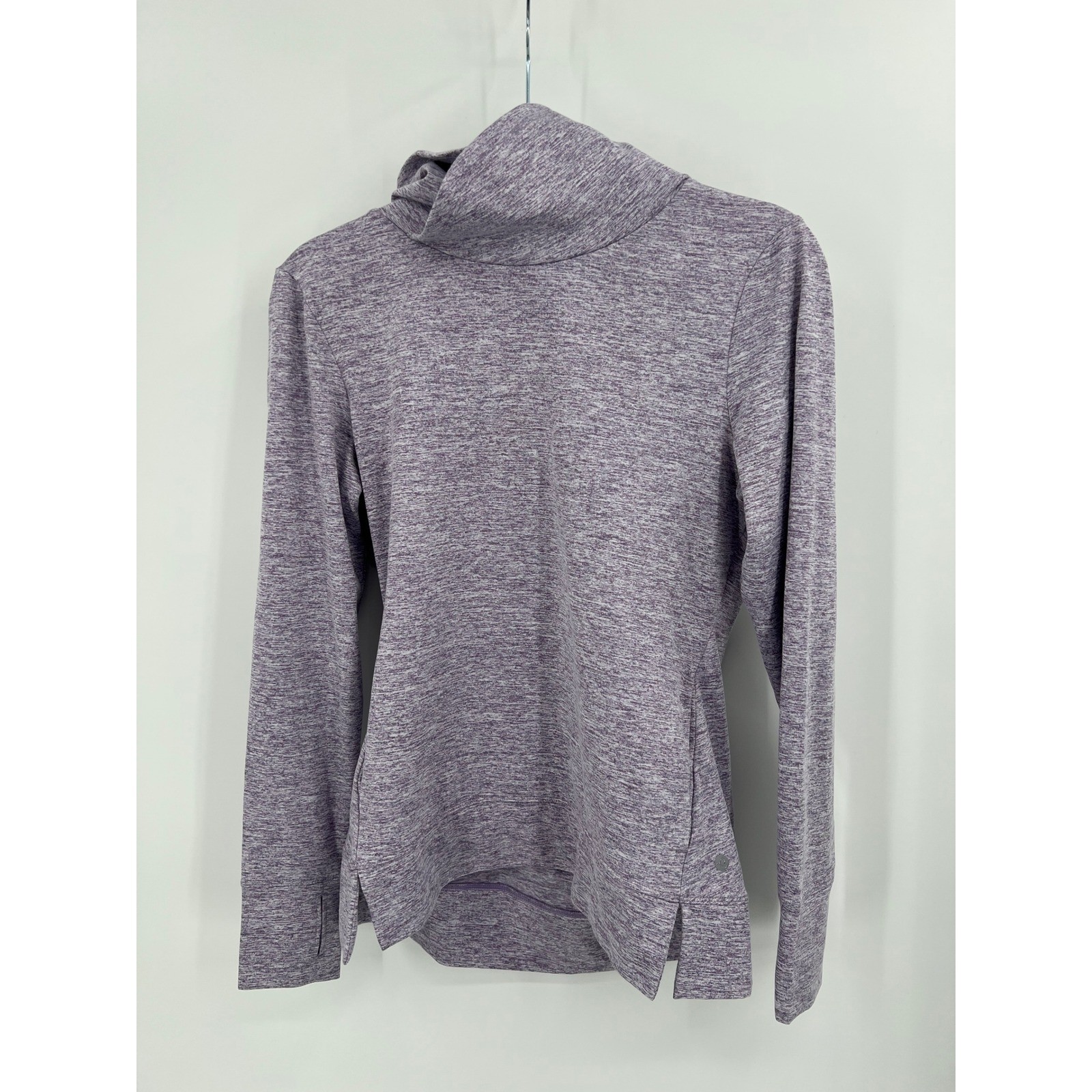 Apana Womens Purple Space Dye Cowl Neck Long Sleeve Activewear Top Size M