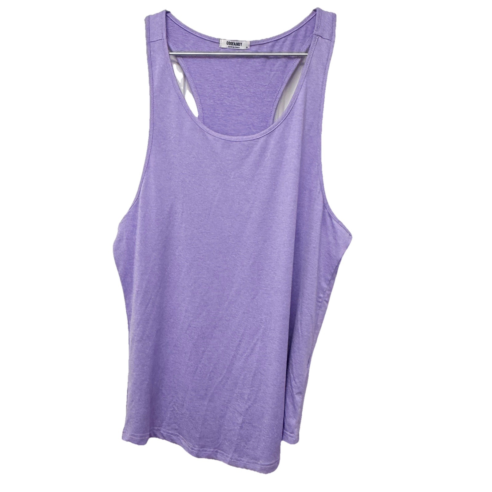 COOFANDY HEATHER LAVENDER RACERBACK TANK TOP, SIZE M, CHEST 40, LENGTH 30