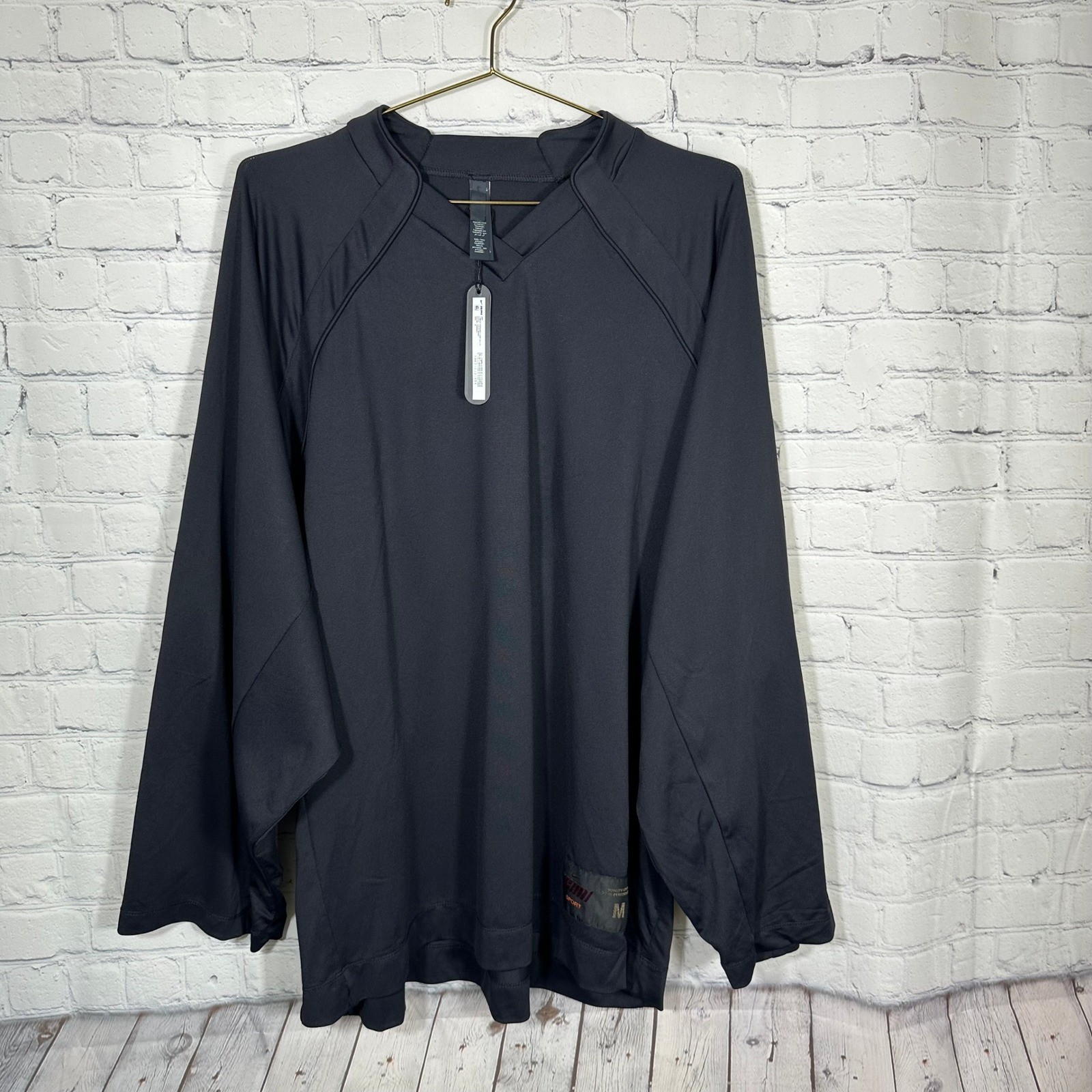 NEW Nike x SKIMS Airy V-Neck Oversized Long Sleeve Top Obsidian Black Medium