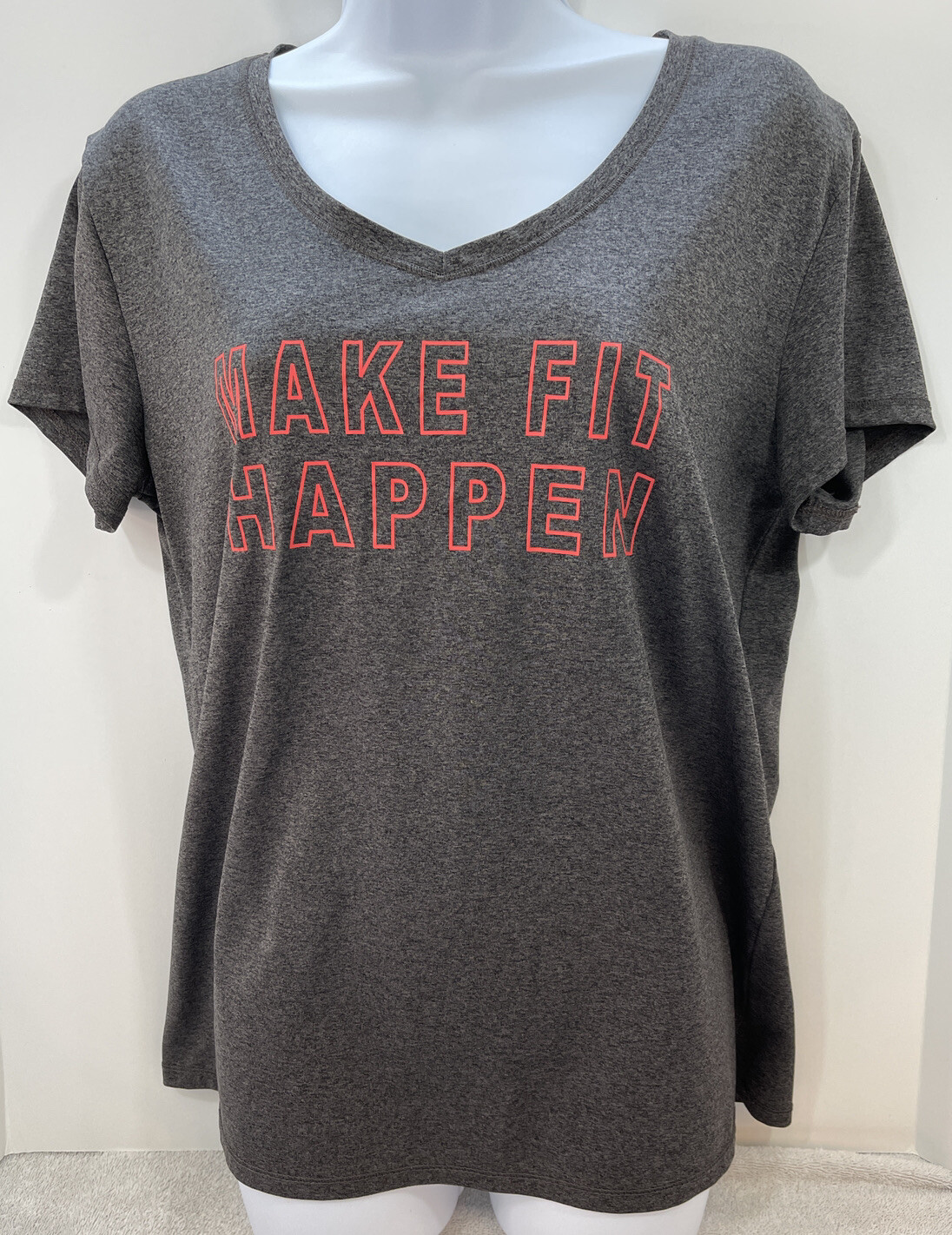 BCG Womens L Graphic Moisture Wicking T-Shirt With Clever Statement V-Neck EUC