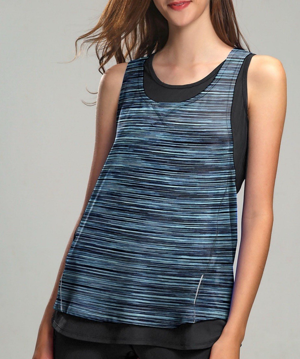 Tangerine Double Layer Teal Black Active Tank Women’s Size Large