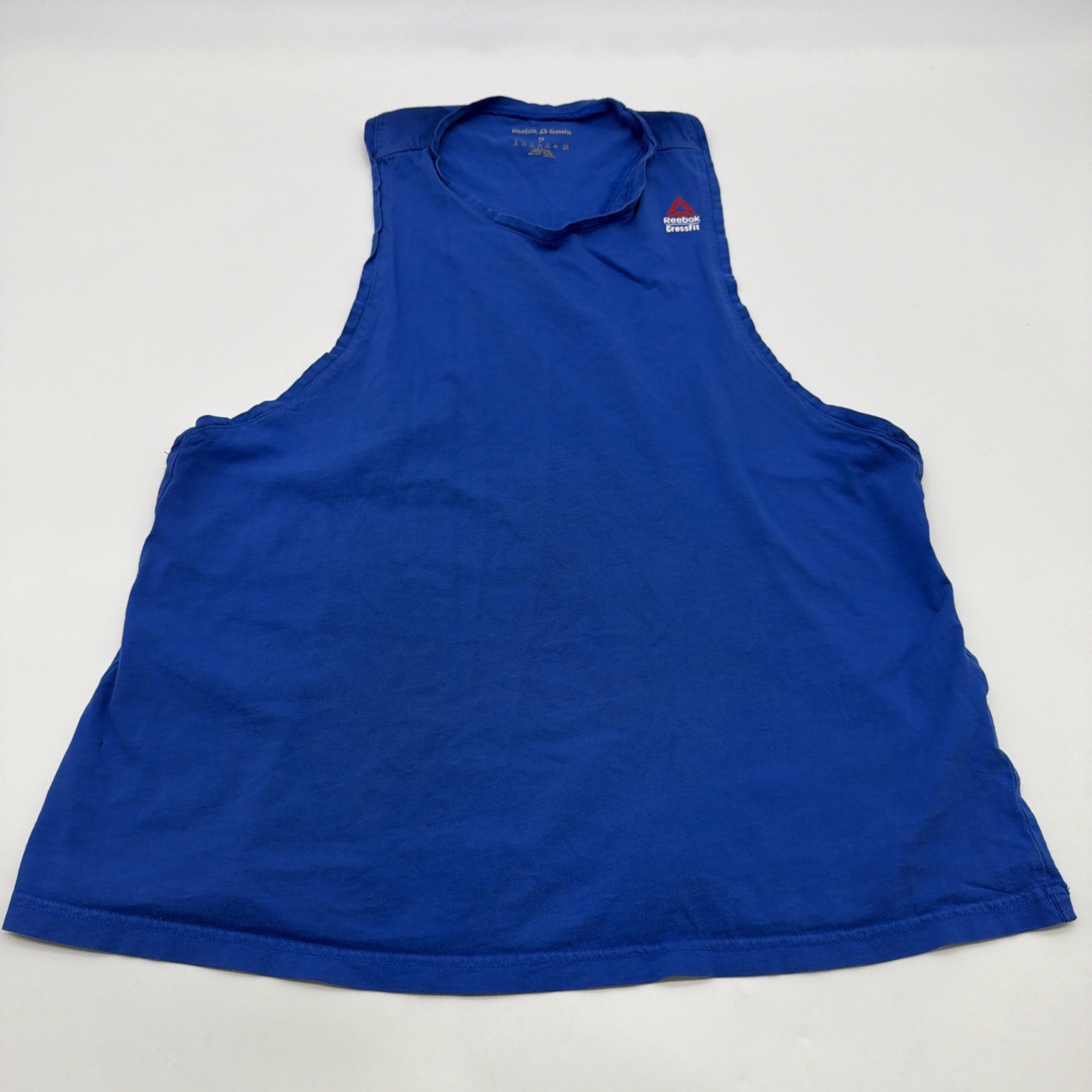 Reebok Crossfit Tank Top Women S Blue Graphic Print Logo 100% Cotton.#47562