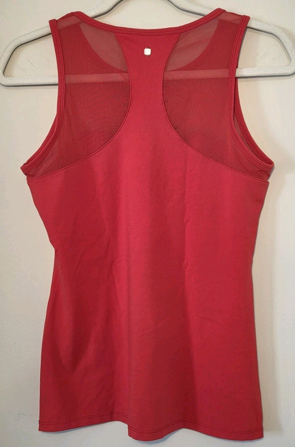Fabletics Tank Red Helena Mesh Sheer Sweetheart Athletic Top Womens XS