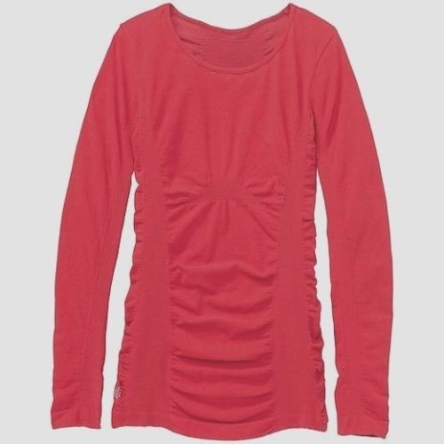 Athleta Breathe Top Red M Medium Rouched Run Walk Hike Exercise Bike