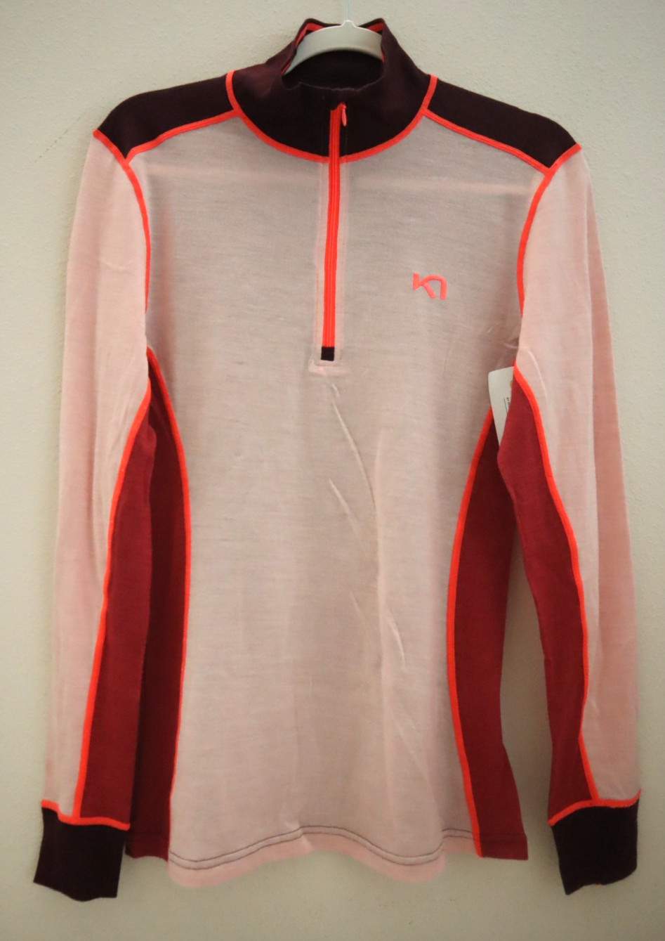 Kari Traa 622067 Women Sz M Multi Flette 1/2 Zip Merino Wool Base Layer Top $130