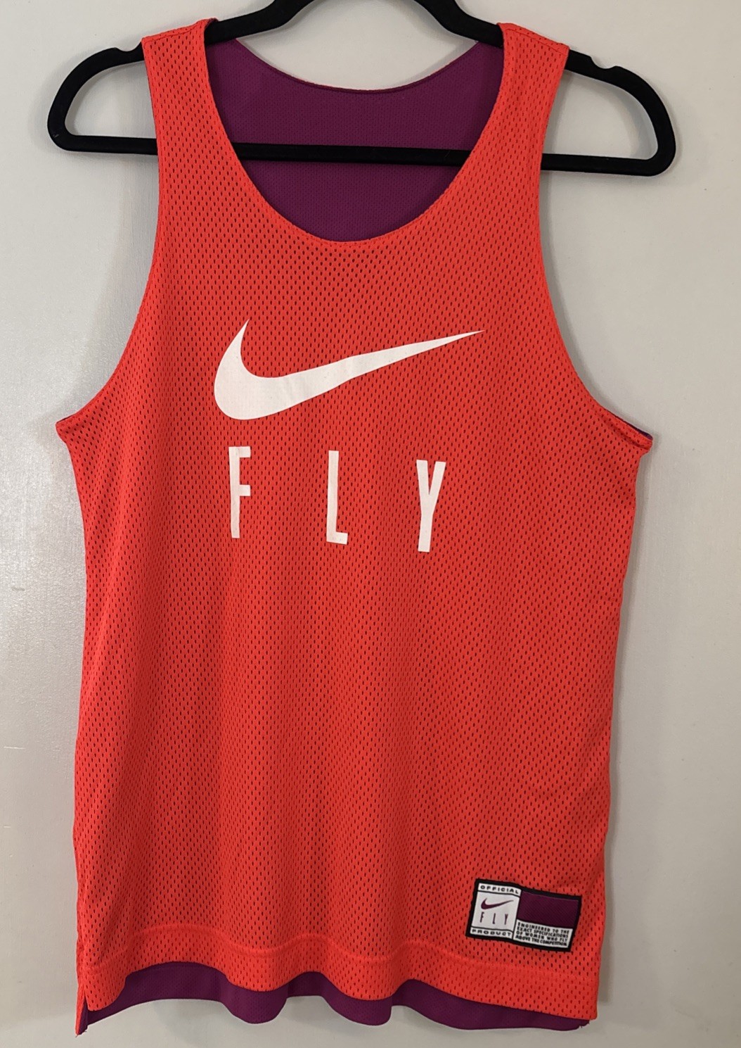 Nike Fly Running Tank Top Womens Medium Mesh Orange/Purple Reversible