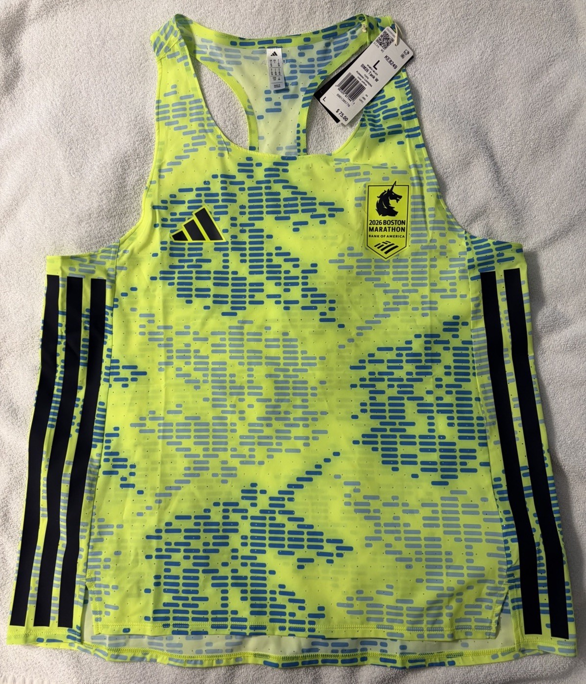 Adidas ADIZERO Boston Marathon 2026 Running Carrera Tank Top Solar Yellow Sz Lg