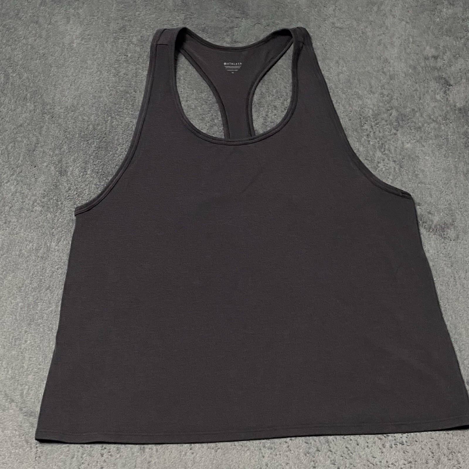 Athleta Tank Top Shirt Womens M Black Racerback Swing Loose Fit Sporty Athletic