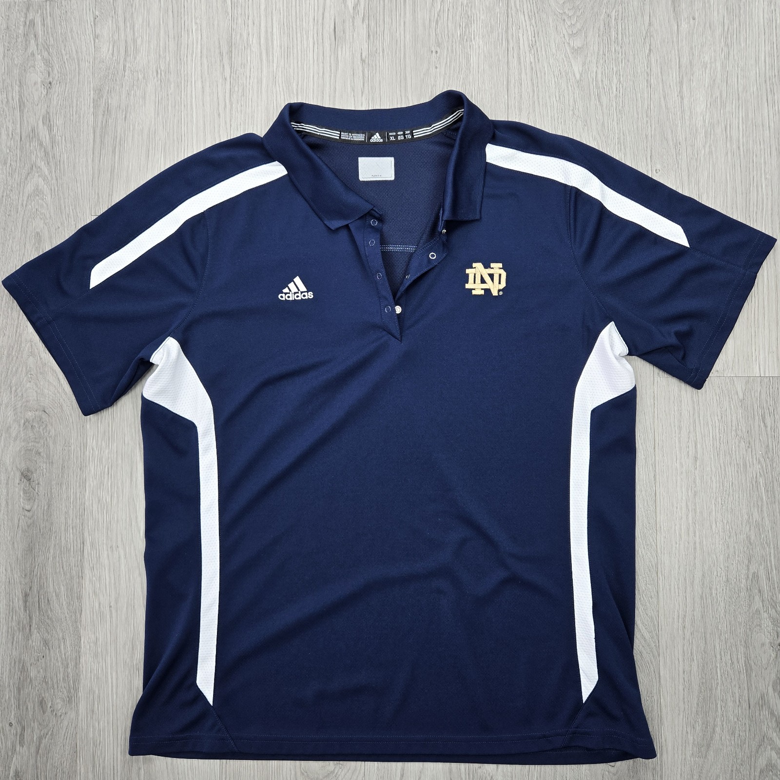 Adidas Notre Dame Shirt Women XL Blue Short Sleeve Scorch Climalite Polo