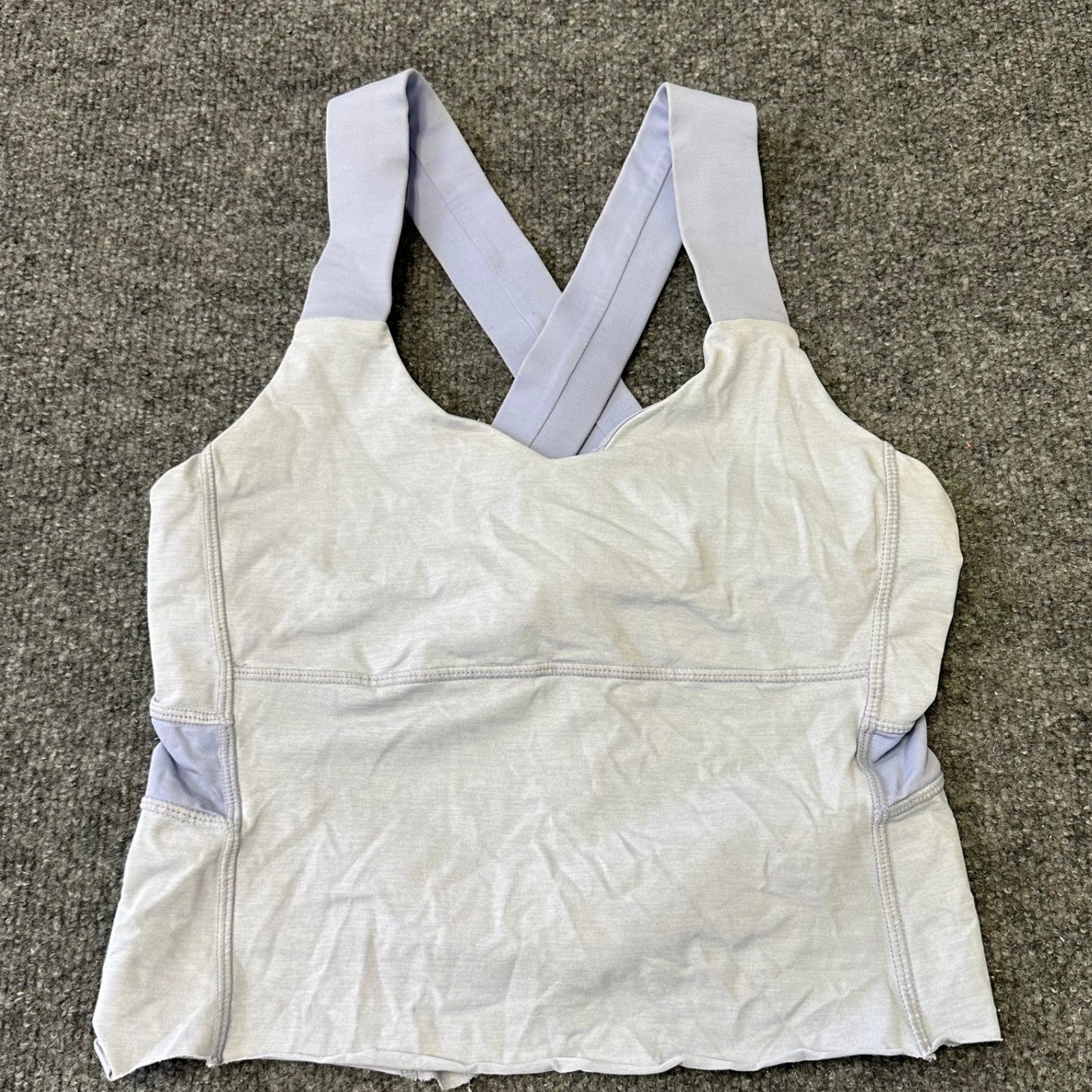 Lululemon Tank Top Womens Size 4 Blue Lavender Cross Back Mesh Athletic Yoga
