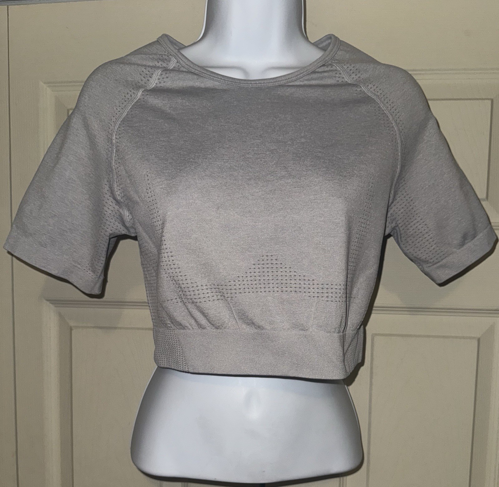 Aoxjox Womens Workout Short Sleeve Seamless Crop Top Yoga Gym Sport T Shirts M/L