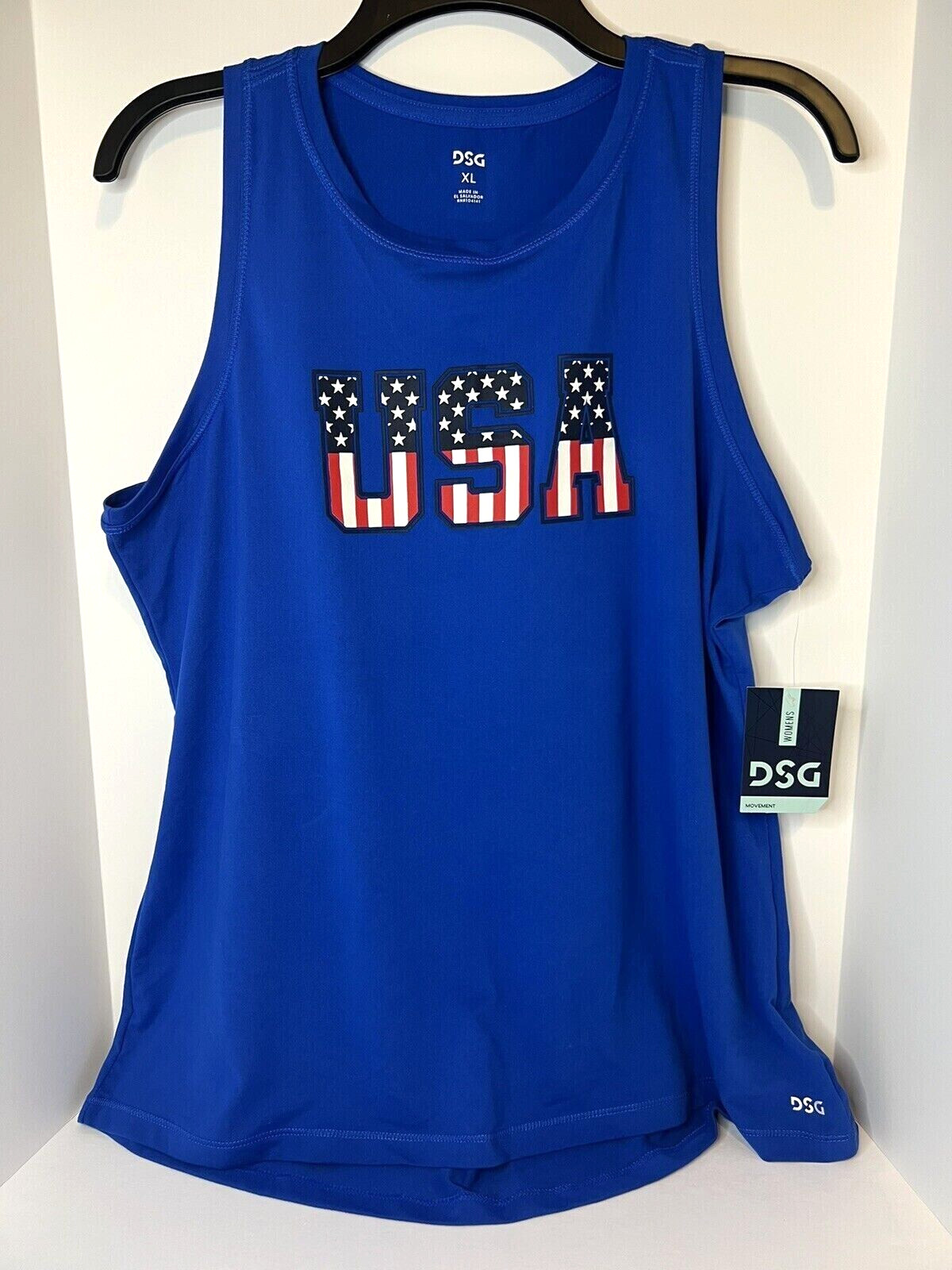 DSG Women’s Movement Tank Top USA Logo RED WHITE BLUE – Womens XXL