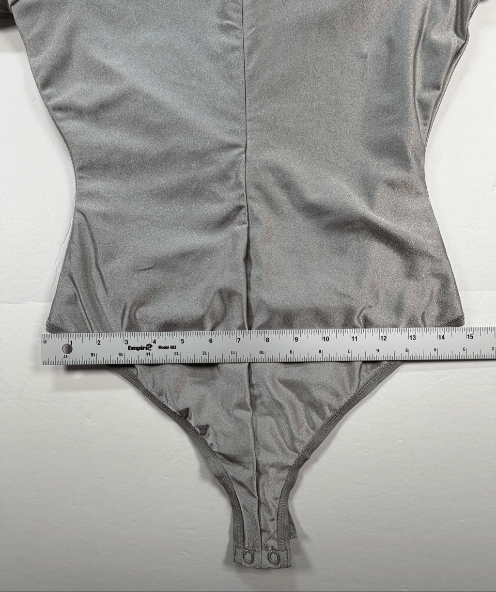 SKIMS Shine Zip Front Long Sleeve Bodysuit Gray Silver Metallic Size Large