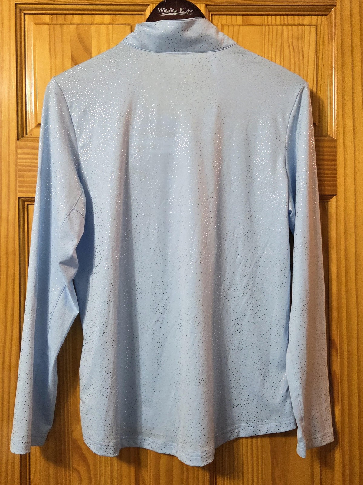 SanSoleil Pullover Womens Medium Light Blue 1/4 Zip UPF 50 Golf Sun Shirt Logo