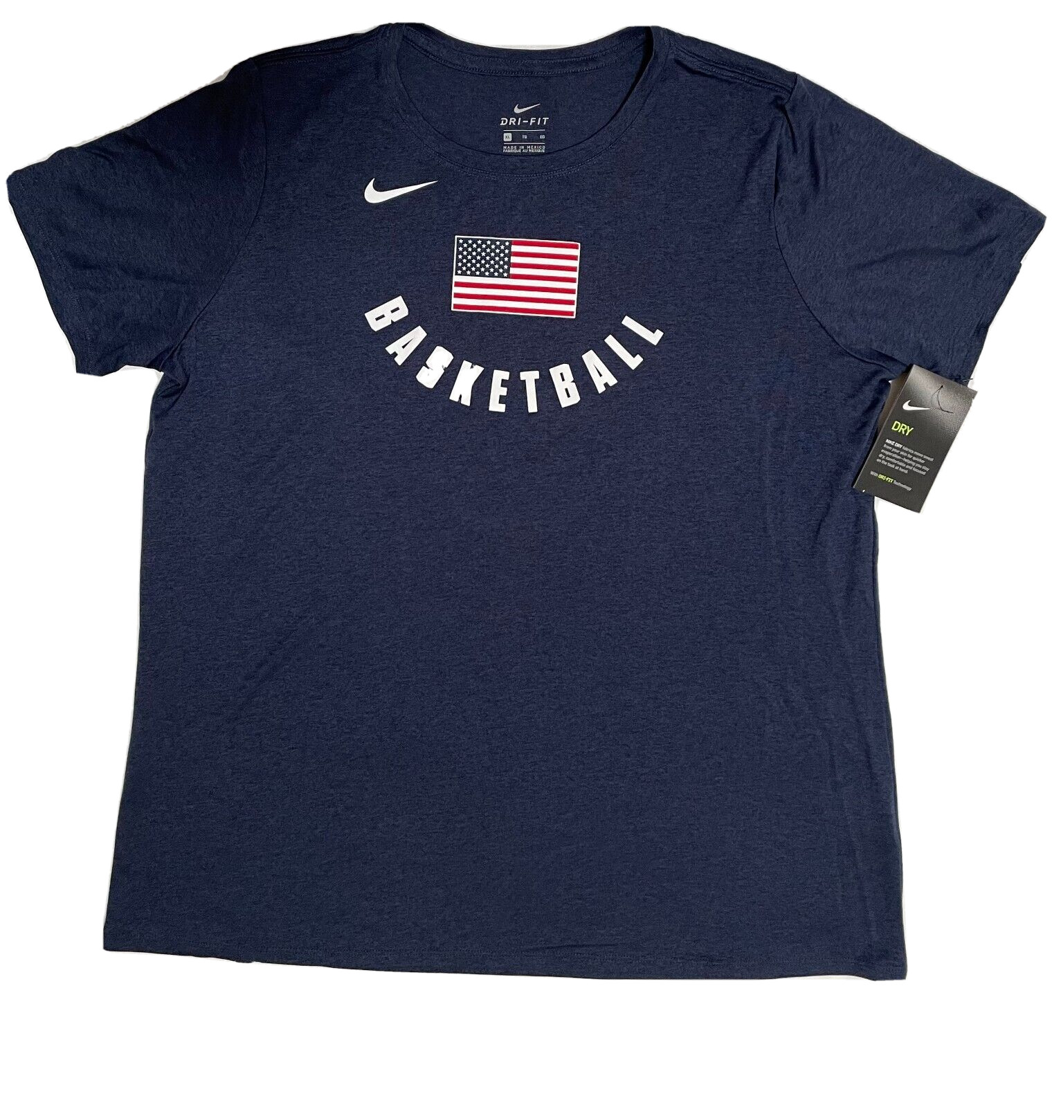 Nike USA Basketball T Shirt Womens XL Dri FIT Dry Legend Short Sleeve Navy Blue