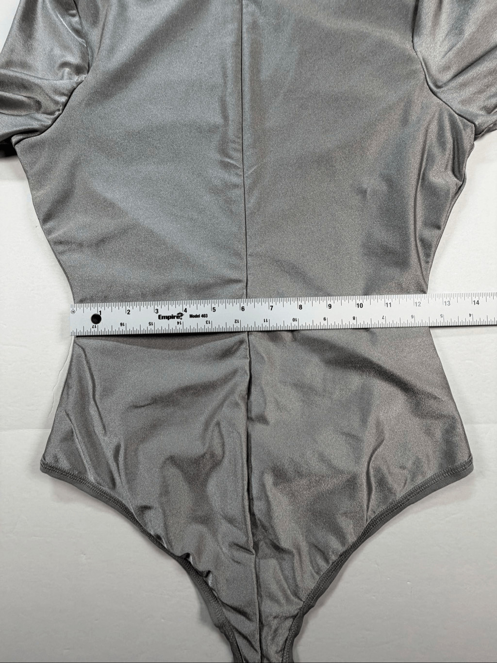 SKIMS Shine Zip Front Long Sleeve Bodysuit Gray Silver Metallic Size Large